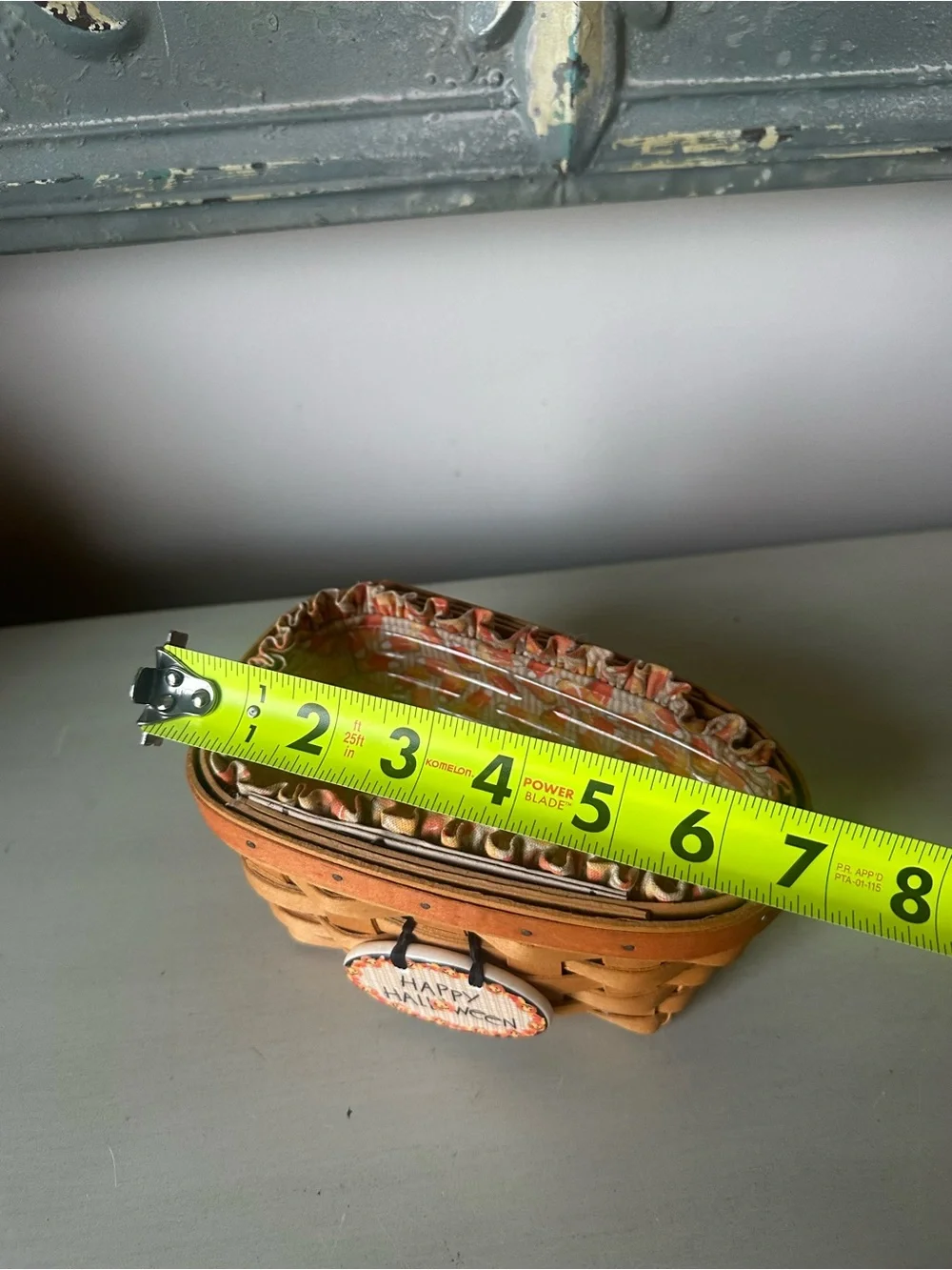 Longaberger candy corn basket with liner protector and tie on